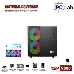 Vỏ case PC máy tính VSP V300 (M-ATX, Mini Tower, Trắng/Đen)