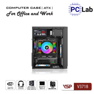 Vỏ case PC máy tính VSP V3718 (ATX, Mid Tower, Đen)
