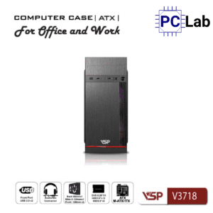 Vỏ case PC máy tính VSP V3718 (ATX, Mid Tower, Đen)