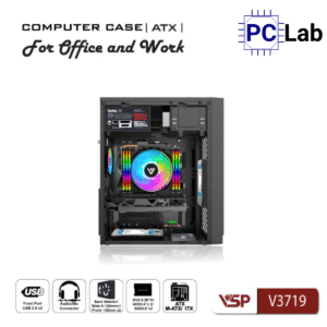Vỏ case PC máy tính VSP V3719 (ATX, Mid Tower, Đen)