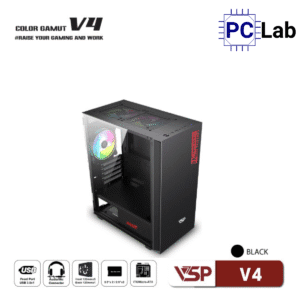 Vỏ case PC máy tính VSP V4 (M-ATX, Mid Tower, Trắng/Hồng/Xanh/Đen)