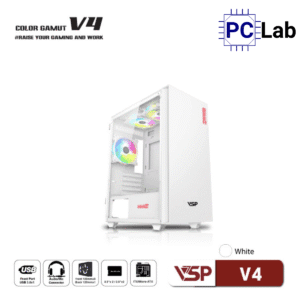 Vỏ case PC máy tính VSP V4 (M-ATX, Mid Tower, Trắng/Hồng/Xanh/Đen)
