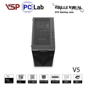 Vỏ case PC máy tính VSP V5 (ATX, Mid Tower, Đen)