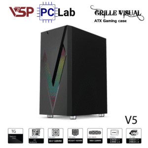 Vỏ case PC máy tính VSP V5 (ATX, Mid Tower, Đen)