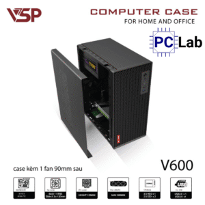 Vỏ case PC máy tính VSP V600 (M-ATX, Mid Tower, Đen)