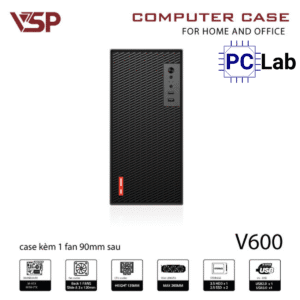 Vỏ case PC máy tính VSP V600 (M-ATX, Mid Tower, Đen)