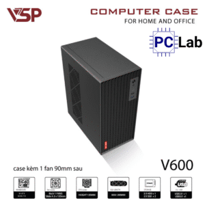 Vỏ case PC máy tính VSP V600 (M-ATX, Mid Tower, Đen)