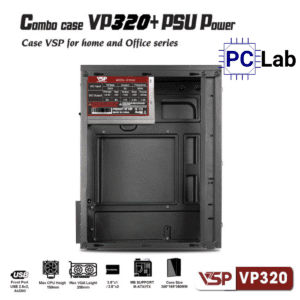 Vỏ case PC máy tính VSP VP320 (ATX, Mid Tower, Đen)