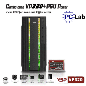 Vỏ case PC máy tính VSP VP320 (ATX, Mid Tower, Đen)