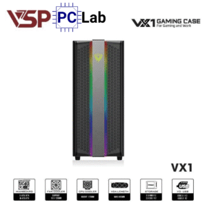 Vỏ case PC máy tính VSP VX1 (E-ATX, Full Tower, Đen)