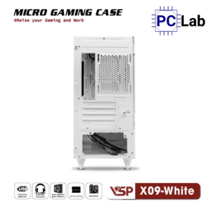 Vỏ case PC máy tính VSP X09 (M-ATX, Mid Tower, Trắng/Đen)
