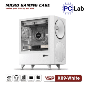 Vỏ case PC máy tính VSP X09 (M-ATX, Mid Tower, Trắng/Đen)