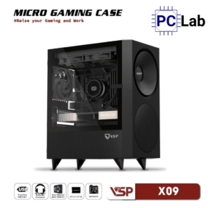 Vỏ case PC máy tính VSP X09 (M-ATX, Mid Tower, Trắng/Đen)