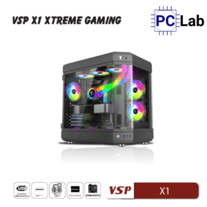 Vỏ case PC máy tính VSP X1 (ATX, Mid Tower, Đen)