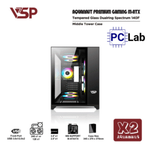 Vỏ case PC máy tính VSP X2 Aquanaut (M-ATX, Mid Tower, Đen)