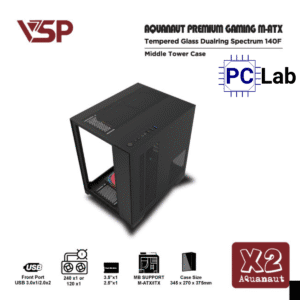 Vỏ case PC máy tính VSP X2 Aquanaut (M-ATX, Mid Tower, Đen)