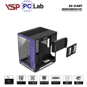 Vỏ case PC máy tính VSP X2-G.ART (M-ATX, Mid Tower, Trắng/Đen)
