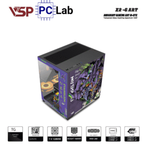 Vỏ case PC máy tính VSP X2-G.ART (M-ATX, Mid Tower, Trắng/Đen)
