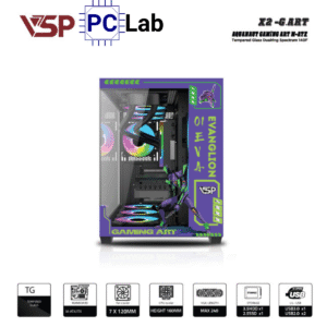 Vỏ case PC máy tính VSP X2-G.ART (M-ATX, Mid Tower, Trắng/Đen)