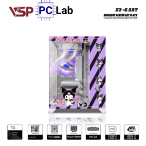 Vỏ case PC máy tính VSP X2-G.ART (M-ATX, Mid Tower, Trắng/Đen)