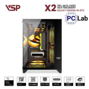 Vỏ case PC máy tính VSP X2 Galaxy (M-ATX, Mid Tower, Trắng/Đen/Hồng)