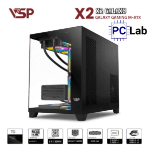 Vỏ case PC máy tính VSP X2 Galaxy (M-ATX, Mid Tower, Trắng/Đen/Hồng)