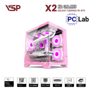 Vỏ case PC máy tính VSP X2 Galaxy (M-ATX, Mid Tower, Trắng/Đen/Hồng)