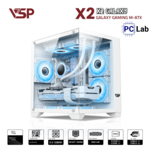 Vỏ case PC máy tính VSP X2 Galaxy (M-ATX, Mid Tower, Trắng/Đen/Hồng)