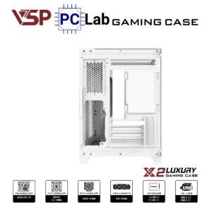 Vỏ case PC máy tính VSP X2 Luxury (M-ATX, Mid Tower, Trắng/Đen)