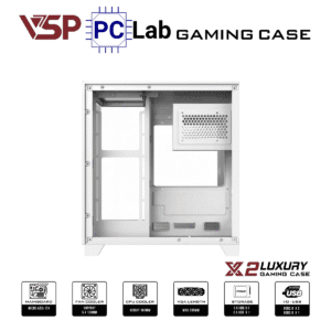 Vỏ case PC máy tính VSP X2 Luxury (M-ATX, Mid Tower, Trắng/Đen)