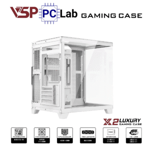 Vỏ case PC máy tính VSP X2 Luxury (M-ATX, Mid Tower, Trắng/Đen)