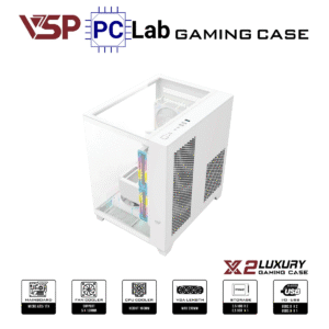 Vỏ case PC máy tính VSP X2 Luxury (M-ATX, Mid Tower, Trắng/Đen)