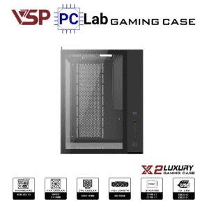 Vỏ case PC máy tính VSP X2 Luxury (M-ATX, Mid Tower, Trắng/Đen)