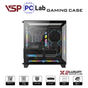 Vỏ case PC máy tính VSP X2 Luxury (M-ATX, Mid Tower, Trắng/Đen)