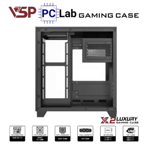 Vỏ case PC máy tính VSP X2 Luxury (M-ATX, Mid Tower, Trắng/Đen)