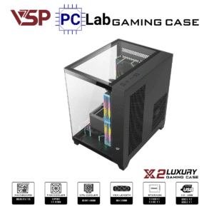 Vỏ case PC máy tính VSP X2 Luxury (M-ATX, Mid Tower, Trắng/Đen)