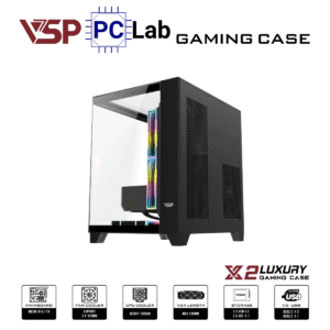 Vỏ case PC máy tính VSP X2 Luxury (M-ATX, Mid Tower, Trắng/Đen)