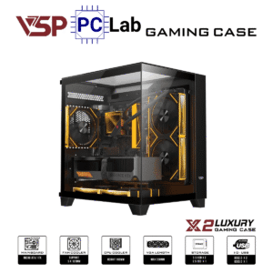 Vỏ case PC máy tính VSP X2 Luxury (M-ATX, Mid Tower, Trắng/Đen)