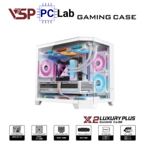 Vỏ case PC máy tính VSP X2 Luxury Plus (M-ATX, Mid Tower, Trắng/Đen)