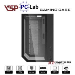 Vỏ case PC máy tính VSP X2 Luxury Ultra (ATX, Mid Tower, Đen)