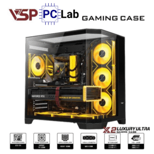 Vỏ case PC máy tính VSP X2 Luxury Ultra (ATX, Mid Tower, Đen)