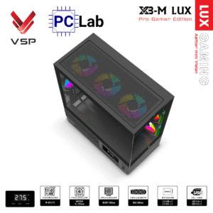 Vỏ case PC máy tính VSP X3-M Lux (M-ATX, Mid Tower, Trắng/Đen)