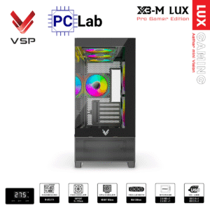 Vỏ case PC máy tính VSP X3-M Lux (M-ATX, Mid Tower, Trắng/Đen)
