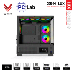 Vỏ case PC máy tính VSP X3-M Lux (M-ATX, Mid Tower, Trắng/Đen)