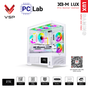 Vỏ case PC máy tính VSP X3-M Lux (M-ATX, Mid Tower, Trắng/Đen)