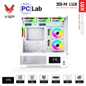 Vỏ case PC máy tính VSP X3-M Lux (M-ATX, Mid Tower, Trắng/Đen)
