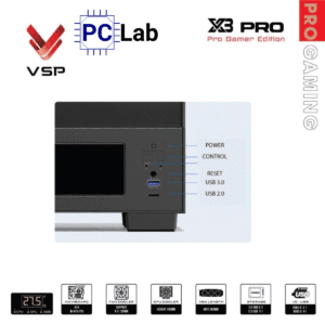 Vỏ case PC máy tính VSP X3 PRO (ATX, Mid Tower, Trắng/Đen)