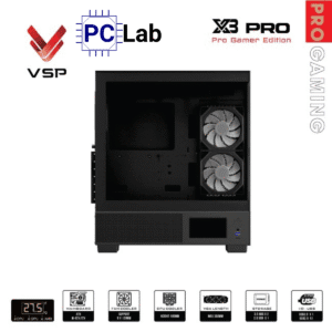 Vỏ case PC máy tính VSP X3 PRO (ATX, Mid Tower, Trắng/Đen)