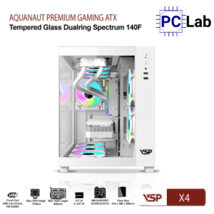 Vỏ case PC máy tính VSP X4 (ATX, Mid Tower, Trắng/Đen)