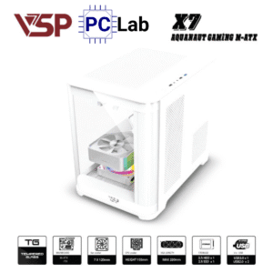 Vỏ case PC máy tính VSP X7 (M-ATX, Mid Tower, Trắng/Đen)
